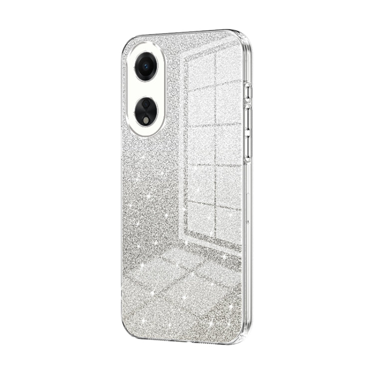 For OPPO A58 5G / A58x 5G Gradient Glitter Powder Electroplated Phone Case(Transparent) - OPPO Cases by buy2fix | Online Shopping UK | buy2fix