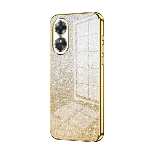 For OPPO A17 / A17K Gradient Glitter Powder Electroplated Phone Case(Gold) - OPPO Cases by buy2fix | Online Shopping UK | buy2fix