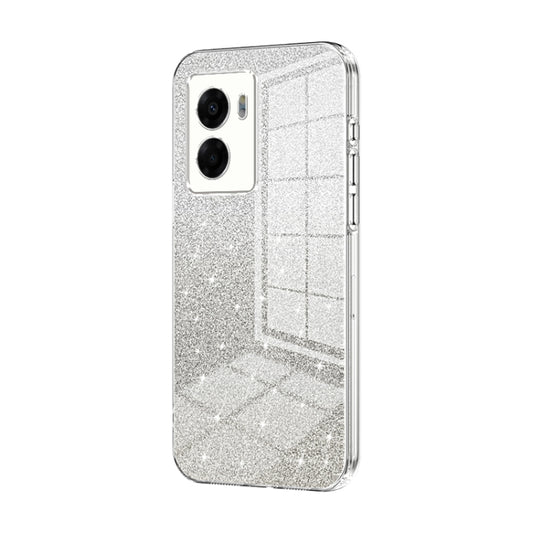 For OPPO A57 5G Gradient Glitter Powder Electroplated Phone Case(Transparent) - OPPO Cases by buy2fix | Online Shopping UK | buy2fix