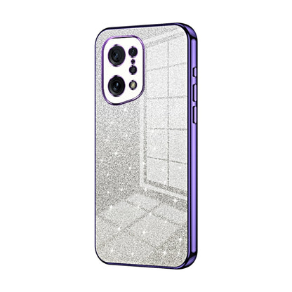 For OPPO Find X5 Gradient Glitter Powder Electroplated Phone Case(Purple) - OPPO Cases by buy2fix | Online Shopping UK | buy2fix