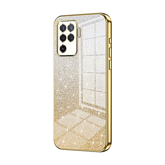 For OPPO A94 4G Gradient Glitter Powder Electroplated Phone Case(Gold) - OPPO Cases by buy2fix | Online Shopping UK | buy2fix