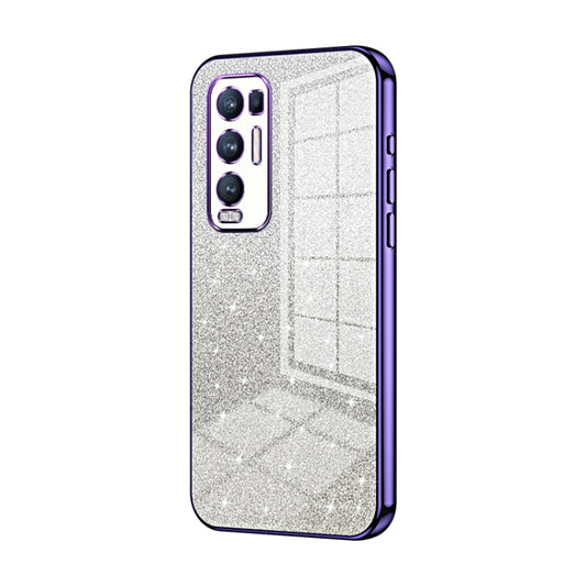 For OPPO Reno5 Pro+ Gradient Glitter Powder Electroplated Phone Case(Purple) - OPPO Cases by buy2fix | Online Shopping UK | buy2fix