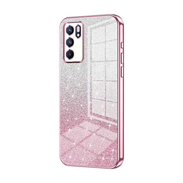 For OPPO Reno6 Indian / Malay Gradient Glitter Powder Electroplated Phone Case(Pink) - OPPO Cases by buy2fix | Online Shopping UK | buy2fix