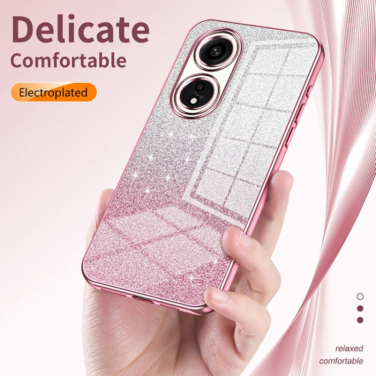 For OPPO A72 5G / A73 5G Gradient Glitter Powder Electroplated Phone Case(Silver) - OPPO Cases by buy2fix | Online Shopping UK | buy2fix