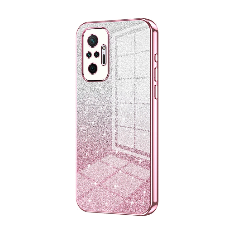 For Xiaomi Redmi Note 10 Pro/10 Pro Max Gradient Glitter Powder Electroplated Phone Case(Pink) - Xiaomi Cases by buy2fix | Online Shopping UK | buy2fix