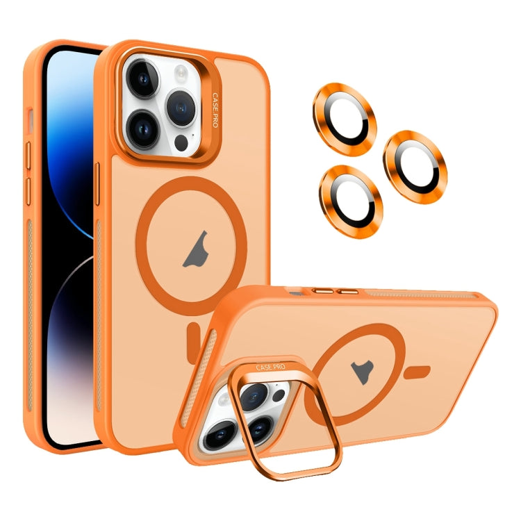 For iPhone 14 Pro Invisible Lens Holder MagSafe Phone Case(Orange) - iPhone 14 Pro Cases by buy2fix | Online Shopping UK | buy2fix