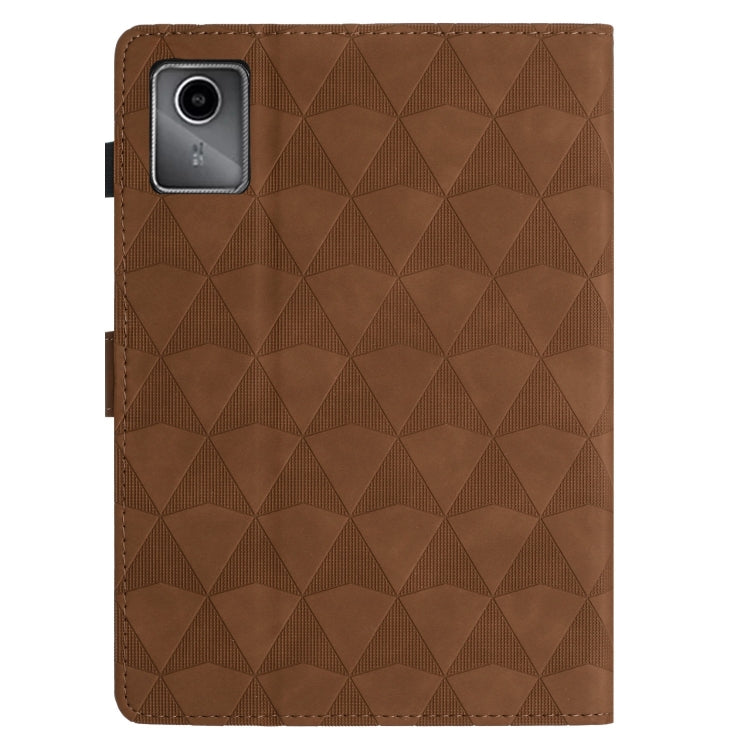 For Lenovo Tab M11/Xiaoxin Pad 11 2024 Diamond Texture Embossed Leather Smart Tablet Case(Brown) - Lenovo by buy2fix | Online Shopping UK | buy2fix