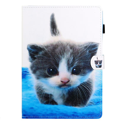 For Lenovo Tab M11/ Xiaoxin Pad 11 2024 Coloured Drawing Stitching Smart Leather Tablet Case(Blue White Cat) - Lenovo by buy2fix | Online Shopping UK | buy2fix