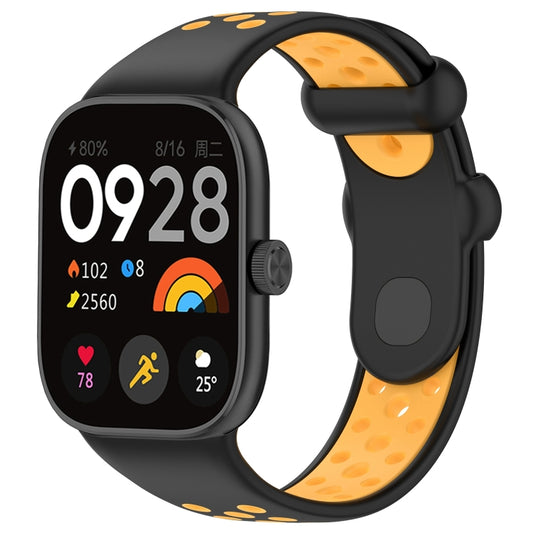 For Redmi Watch 4 Two Color Silicone Sports Watch Band(Black Yellow) - Watch Bands by buy2fix | Online Shopping UK | buy2fix