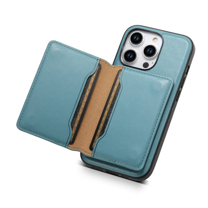 For iPhone 12 Denior Cowhide Texture Leather MagSafe Detachable Wallet Phone Case(Blue) - iPhone 12 / 12 Pro Cases by Denior | Online Shopping UK | buy2fix