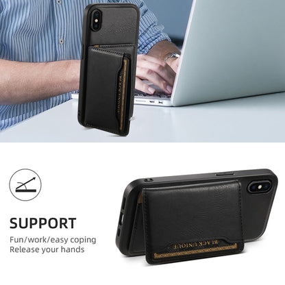 For iPhone X / XS Denior Cowhide Texture Leather MagSafe Detachable Wallet Phone Case(Black) - More iPhone Cases by Denior | Online Shopping UK | buy2fix