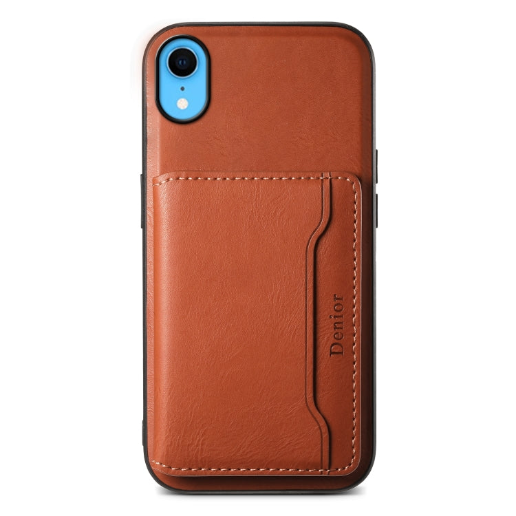 For iPhone XR Denior Cowhide Texture Leather MagSafe Detachable Wallet Phone Case(Brown) - More iPhone Cases by Denior | Online Shopping UK | buy2fix