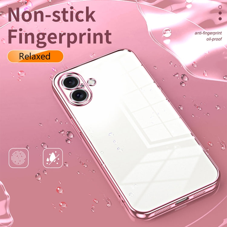 For iPhone 16 Plus Transparent Plating Fine Hole Phone Case(Silver) - iPhone 16 Plus Cases by buy2fix | Online Shopping UK | buy2fix