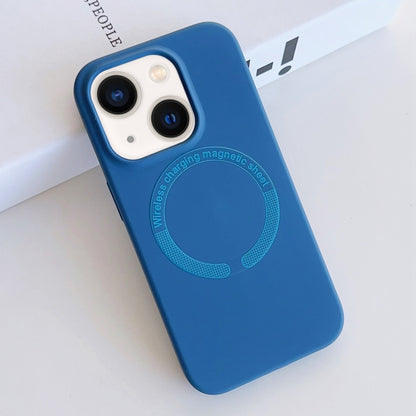 For iPhone 14 MagSafe Magnetic Liquid Silicone Phone Case(Sea Blue) - iPhone 14 Cases by buy2fix | Online Shopping UK | buy2fix