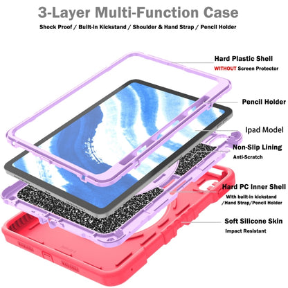 For iPad Air 11 2024 X Rotation PC Hybrid Silicone Tablet Case with Strap(Red Purple) - iPad Air 11 2024 Cases by buy2fix | Online Shopping UK | buy2fix