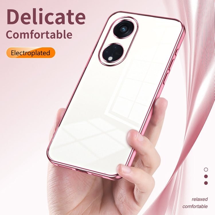 For OPPO Reno8 T 5G Transparent Plating Fine Hole Phone Case(Purple) - OPPO Cases by buy2fix | Online Shopping UK | buy2fix