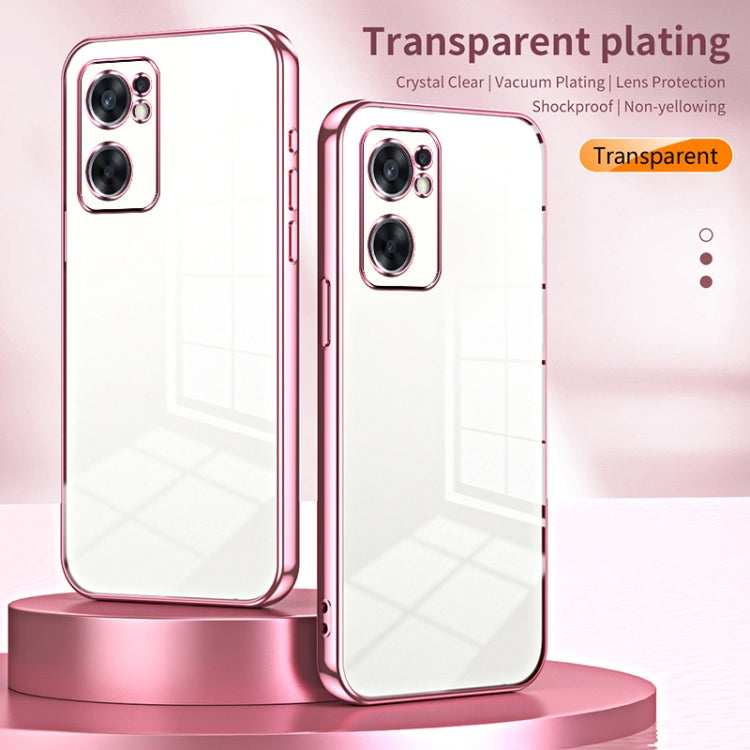 For OPPO Reno7 SE Transparent Plating Fine Hole Phone Case(Green) - OPPO Cases by buy2fix | Online Shopping UK | buy2fix