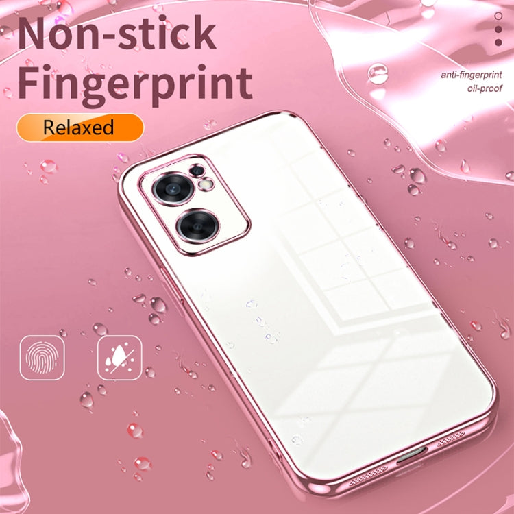 For OPPO Reno7 SE Transparent Plating Fine Hole Phone Case(Green) - OPPO Cases by buy2fix | Online Shopping UK | buy2fix