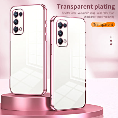 For OPPO Reno5 Pro Transparent Plating Fine Hole Phone Case(Blue) - OPPO Cases by buy2fix | Online Shopping UK | buy2fix