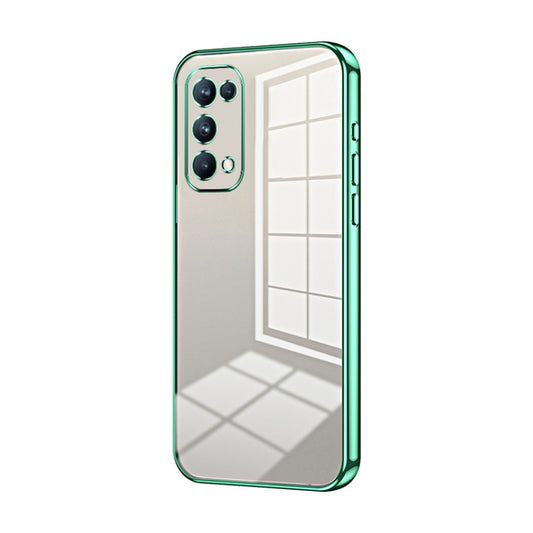 For OPPO Reno5 Pro Transparent Plating Fine Hole Phone Case(Green) - OPPO Cases by buy2fix | Online Shopping UK | buy2fix