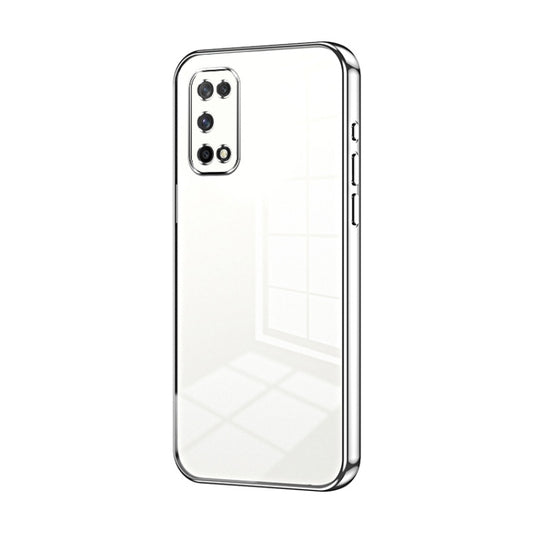 For OPPO K7x / Realme V5 5G Transparent Plating Fine Hole Phone Case(Silver) - OPPO Cases by buy2fix | Online Shopping UK | buy2fix