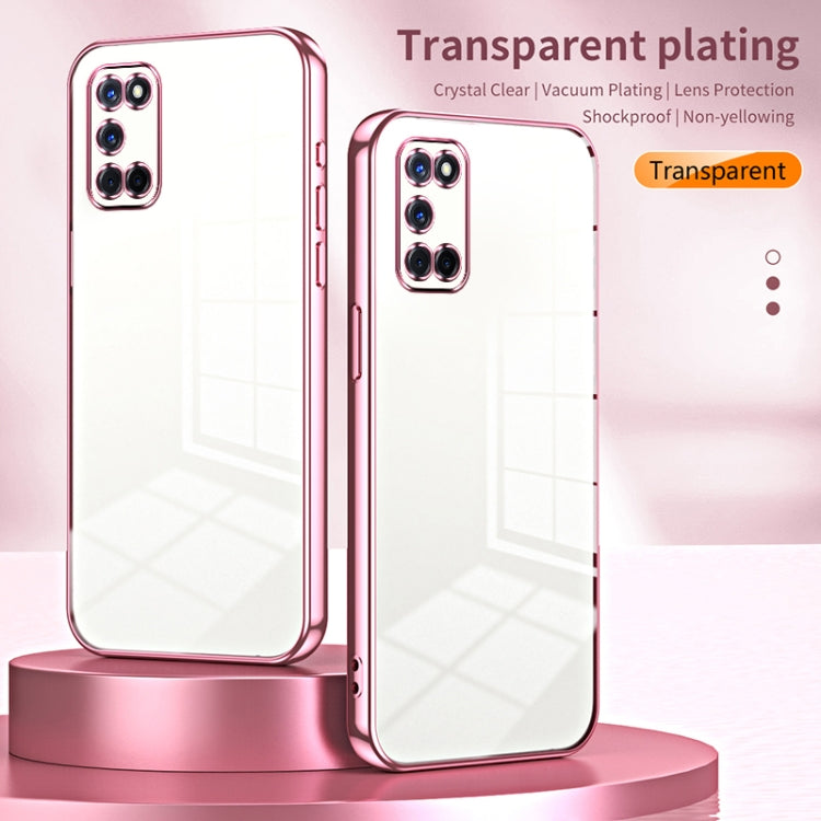 For OPPO A52 / A72 / A92 Transparent Plating Fine Hole Phone Case(Purple) - OPPO Cases by buy2fix | Online Shopping UK | buy2fix