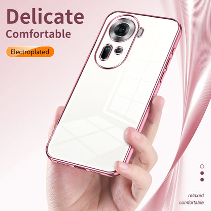 For OPPO Reno11 Global Transparent Plating Fine Hole Phone Case(Green) - Reno11 Cases by buy2fix | Online Shopping UK | buy2fix