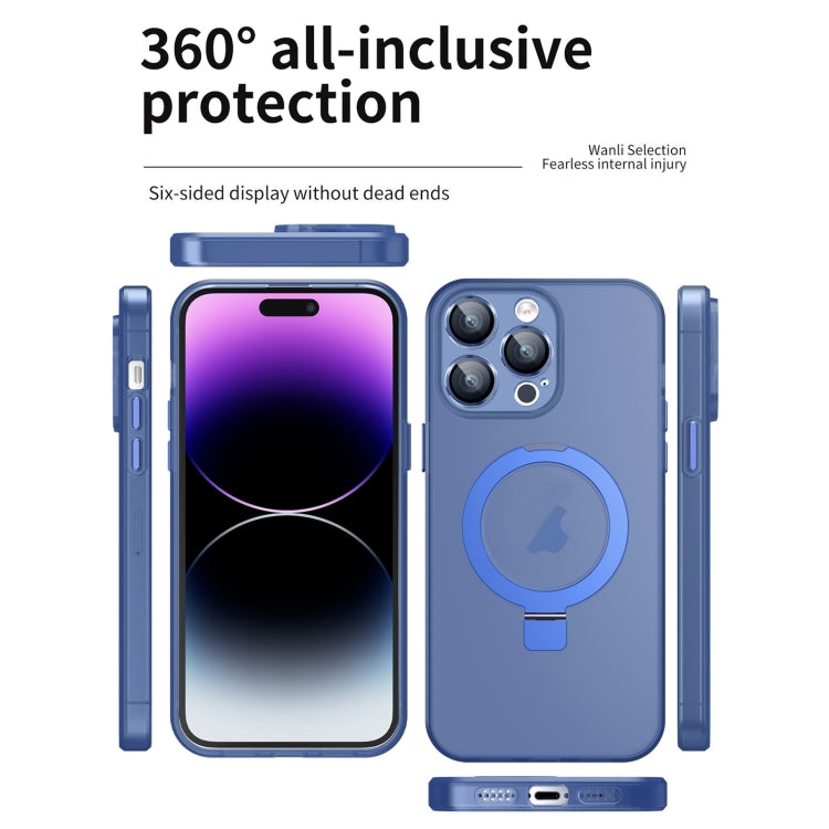 For iPhone 15 Plus MagSafe Holder PC Hybrid TPU Phone Case(Blue) - iPhone 15 Plus Cases by buy2fix | Online Shopping UK | buy2fix