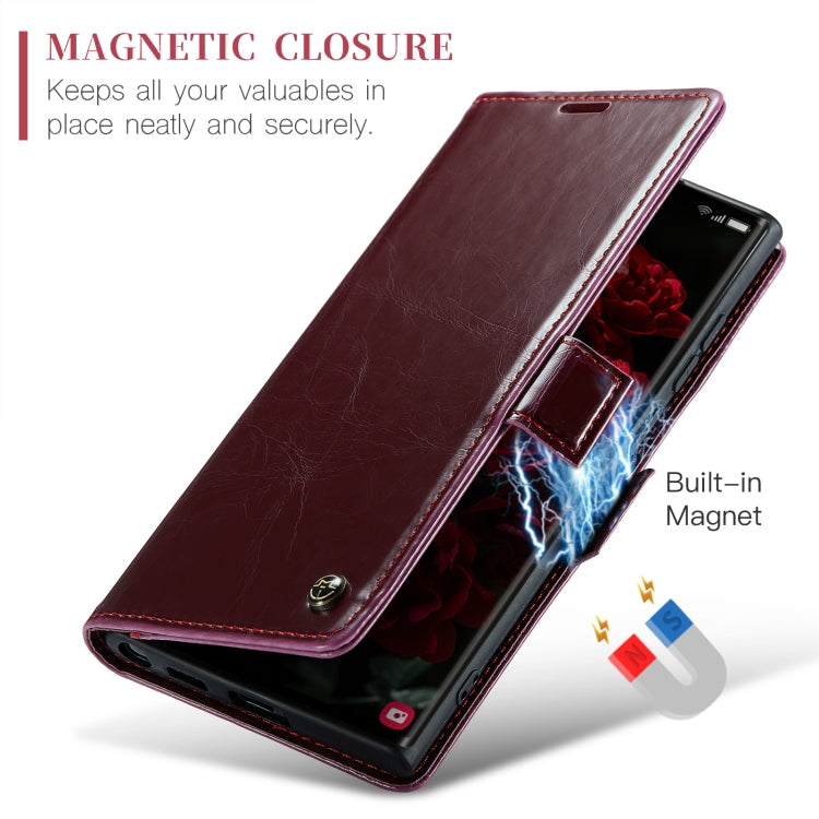 For Samsung Galaxy S24 Ultra 5G CaseMe 003 Crazy Horse Texture Flip Leather Phone Case(Mulberry Red) - Galaxy S24 Ultra 5G Cases by CaseMe | Online Shopping UK | buy2fix