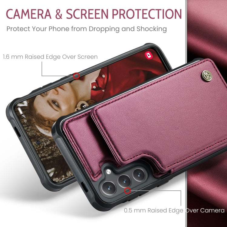 For Samsung Galaxy S24 5G CaseMe C22 PC+TPU Business Style RFID Anti-theft Leather Phone Case(Wine Red) - Galaxy S24 5G Cases by CaseMe | Online Shopping UK | buy2fix