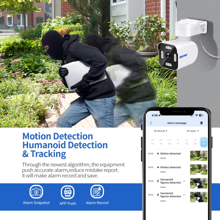 ESCAM PT303 3MP HD Motion Detection APP Control Pan & Tilt WiFi IP Camera(EU Plug) - Bullet Camera by ESCAM | Online Shopping UK | buy2fix