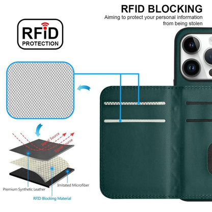 For iPhone 16 Pro Rhombic Texture Card Bag RFID Phone Case with Long Lanyard(Green) - iPhone 16 Pro Cases by buy2fix | Online Shopping UK | buy2fix