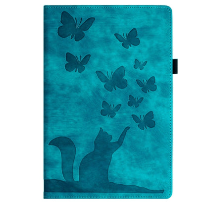 For Samsung Galaxy Tab S9 FE+ / S9+ / S8+ Butterfly Cat Embossing Leather Tablet Case(Sky Blue) - Galaxy Tab S9+ Cases by buy2fix | Online Shopping UK | buy2fix