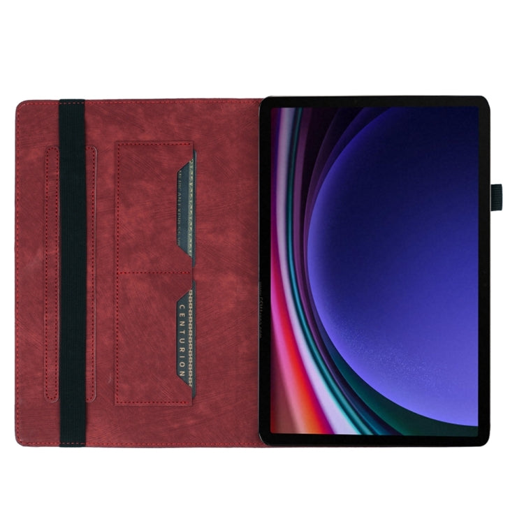 For Samsung Galaxy Tab S9 Ultra / S8 Ultra Butterfly Cat Embossing Leather Tablet Case(Red) - Galaxy Tab S9 Ultra Cases by buy2fix | Online Shopping UK | buy2fix