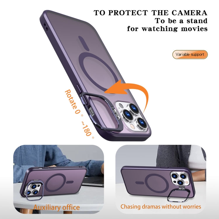 For iPhone 12 Pro Metal Invisible Camera Holder MagSafe Magnetic Phone Case(Purple) - iPhone 12 / 12 Pro Cases by buy2fix | Online Shopping UK | buy2fix