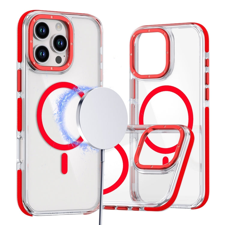 For iPhone 16 Pro Max Dual-Color Clear Acrylic Hybrid TPU MagSafe Phone Case(Red) - iPhone 16 Pro Max Cases by buy2fix | Online Shopping UK | buy2fix