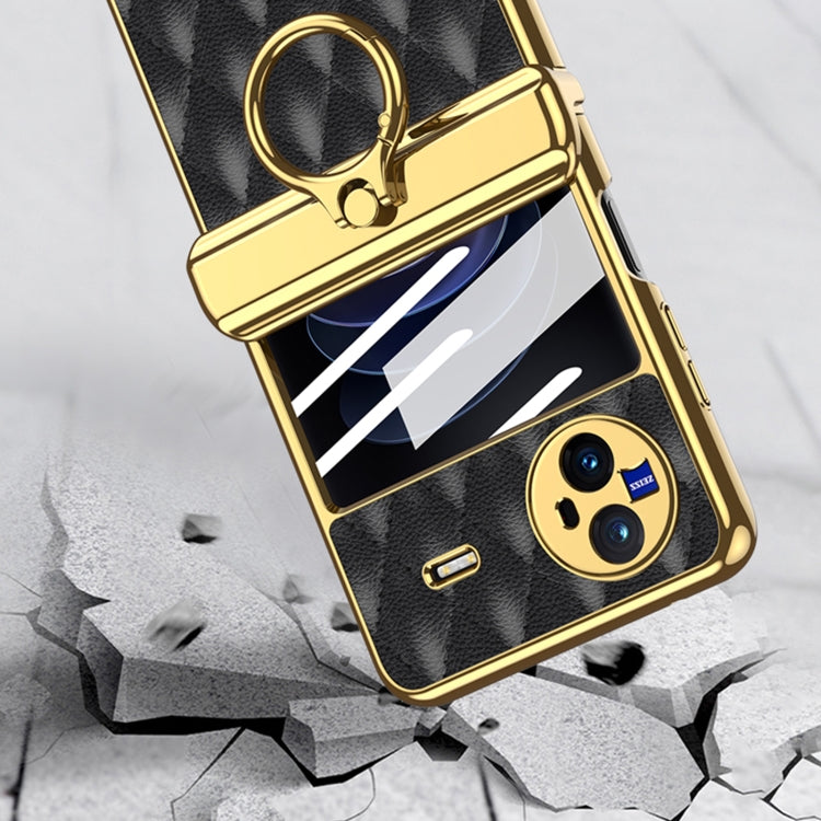 For vivo X Flip GKK Integrated Rhombus Pattern Electroplating Leather Magnetic Phone Case with Ring(Gold) - vivo Cases by GKK | Online Shopping UK | buy2fix