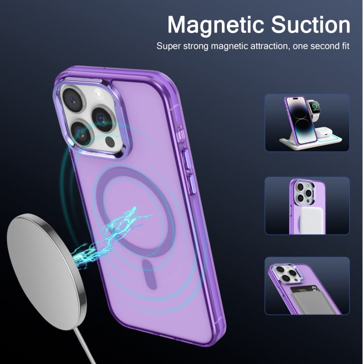 For iPhone 14 Electroplated IMD Magsafe PC Hybrid TPU Phone Case(Purple) - iPhone 14 Cases by buy2fix | Online Shopping UK | buy2fix