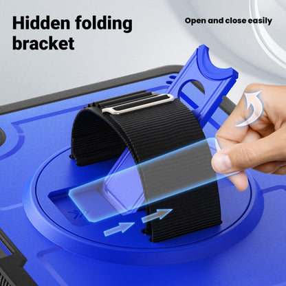 For iPad Pro 11 2024 Honeycomb Hand Grip Turntable Stand Tablet Case(Dark Blue) - iPad Pro 11 2024 Cases by buy2fix | Online Shopping UK | buy2fix