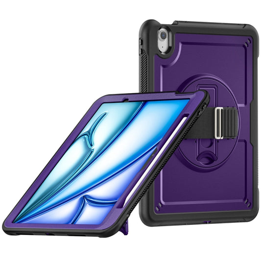 For iPad Air 11 2024 Honeycomb Hand Grip Turntable Stand Tablet Case(Purple) - iPad Air 11 2024 Cases by buy2fix | Online Shopping UK | buy2fix