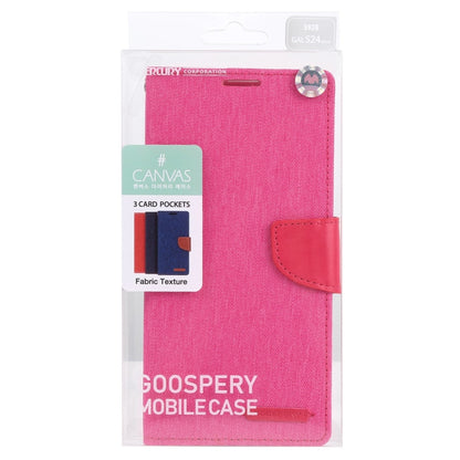 For Samsung Galaxy S24 Ultra 5G GOOSPERY CANVAS DIARY Fabric Texture Flip Leather Phone Case(Rose Red) - Galaxy S24 Ultra 5G Cases by GOOSPERY | Online Shopping UK | buy2fix