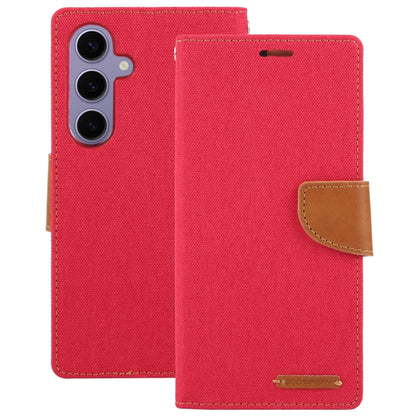 For Samsung Galaxy S24+ 5G GOOSPERY CANVAS DIARY Fabric Texture Flip Leather Phone Case(Red) - Galaxy S24+ 5G Cases by GOOSPERY | Online Shopping UK | buy2fix