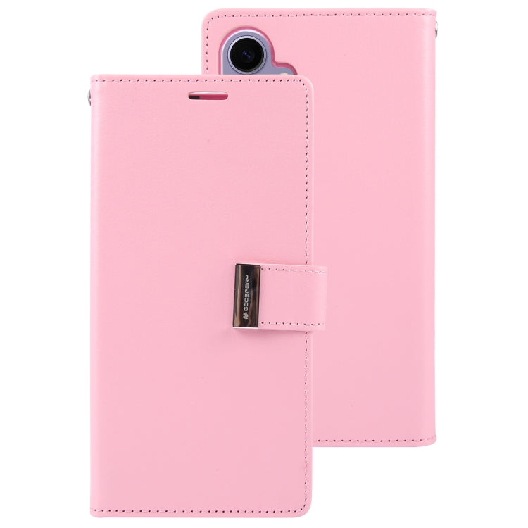 For Samsung Galaxy S24 5G GOOSPERY RICH DIARY Crazy Horse Texture Leather Phone Case(Pink) - Galaxy S24 5G Cases by GOOSPERY | Online Shopping UK | buy2fix