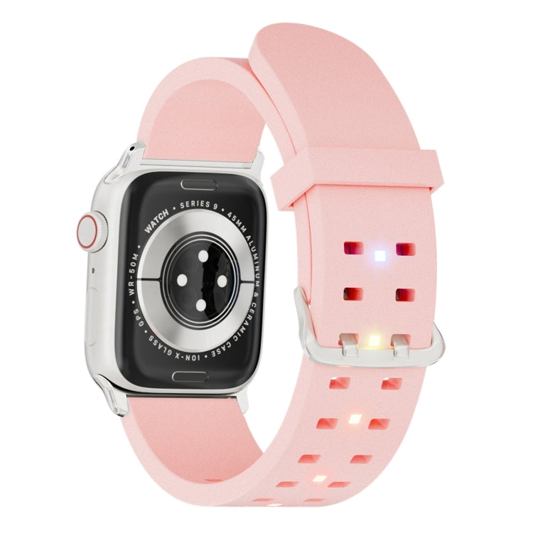 For Apple Watch SE 40mm Luminous Colorful Light Silicone Watch Band(Pink) - Watch Bands by buy2fix | Online Shopping UK | buy2fix