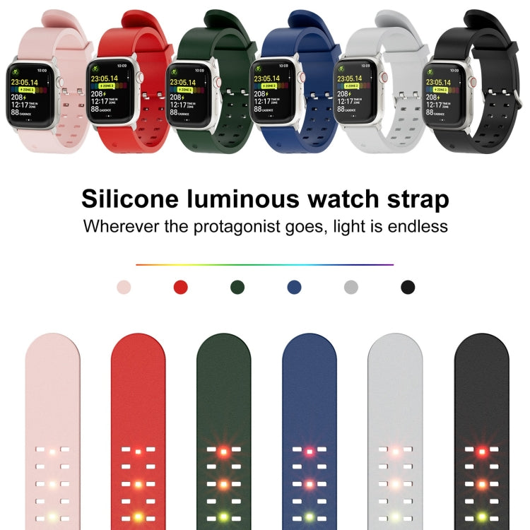 For Apple Watch Series 2 38mm Luminous Colorful Light Silicone Watch Band(Blue) - Watch Bands by buy2fix | Online Shopping UK | buy2fix