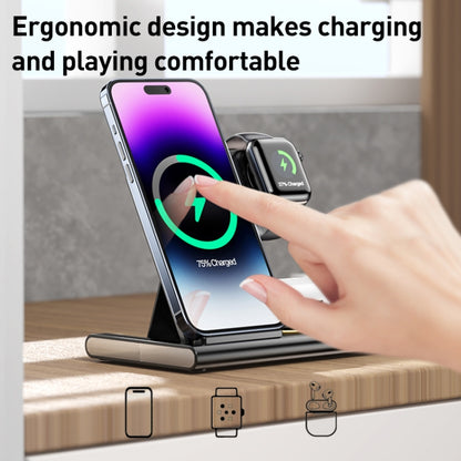 A80 3 in 1 15W Folding Wireless Charger(White) - Wireless Charger by buy2fix | Online Shopping UK | buy2fix