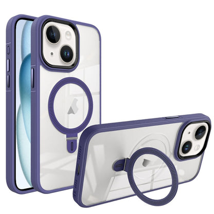 For iPhone 15 Shield Armor MagSafe Holder Phone Case(Deep Purple) - iPhone 15 Cases by buy2fix | Online Shopping UK | buy2fix