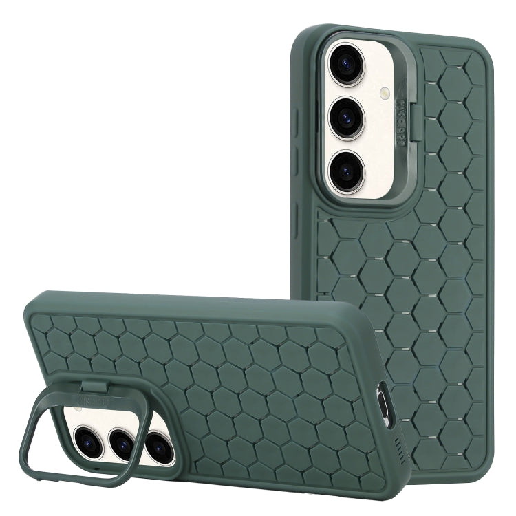 For Samsung Galaxy S23 FE 5G Honeycomb Radiating Lens Holder Magsafe Phone Case(Green) - Galaxy S23 FE 5G Cases by buy2fix | Online Shopping UK | buy2fix