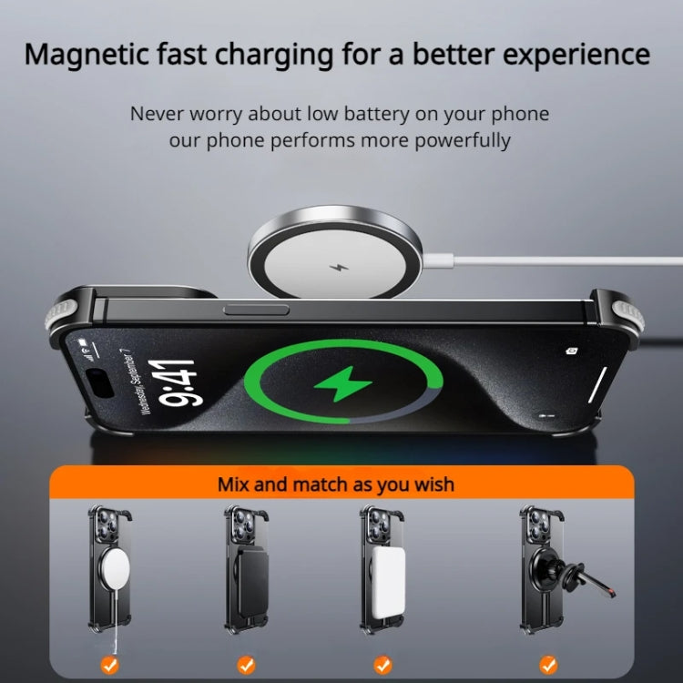 For iPhone 14 MagSafe Magnetic Frameless Holder Phone Case(Black) - iPhone 14 Cases by buy2fix | Online Shopping UK | buy2fix