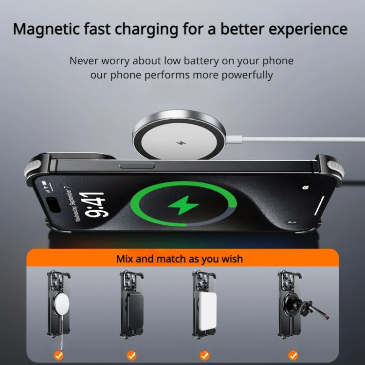 For iPhone 15 MagSafe Magnetic Frameless Holder Phone Case(Black) - iPhone 15 Cases by buy2fix | Online Shopping UK | buy2fix